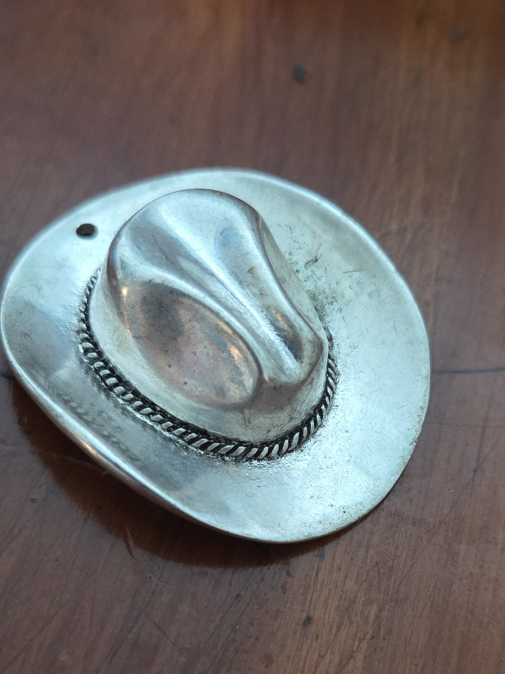 Sterling Silver Western Hat Pendant - Silver